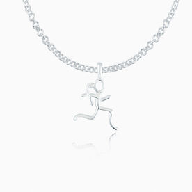 Sterling Silver One Sided Marathon Shoe Print Necklace 